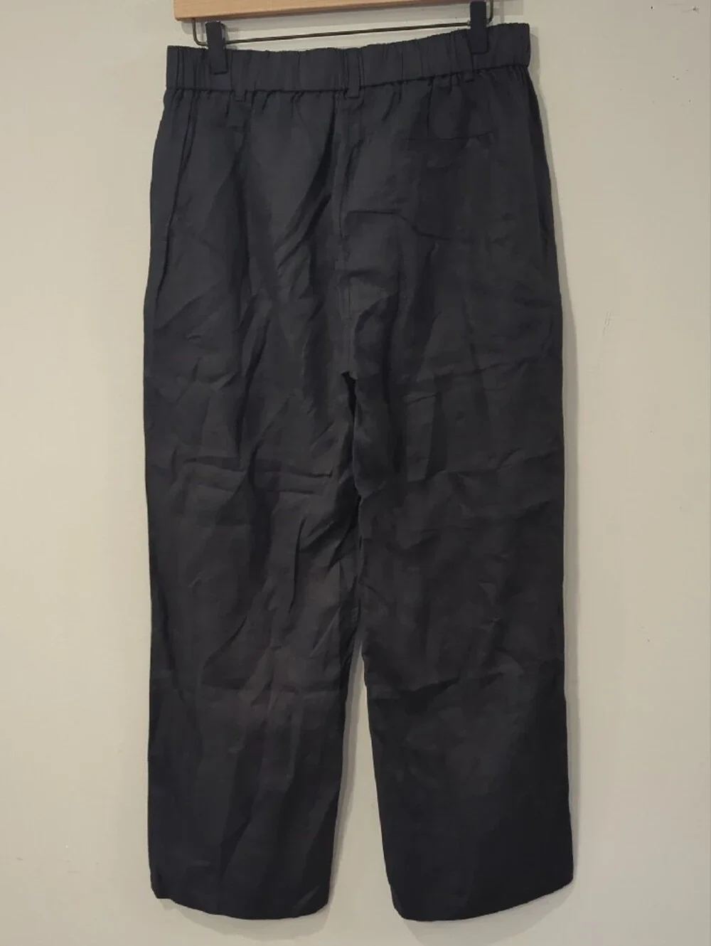 Quince 100% European Linen Pleated Trouser Pants Black size 10 Wide Leg